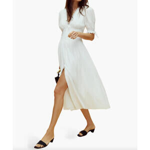 NEW REFORMATION Ketra Organic Cotton Blend Button-Up Midi Dress Size 8 #3003